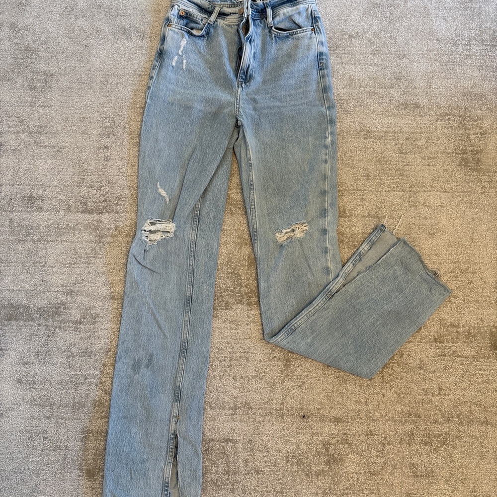 Women's Light Blue Distressed Jeans